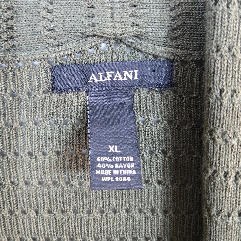Alfani Womens Olive Green Boho Open Front Short Sleeve Knit Duster XL Minimalist - Picture 3 of 7